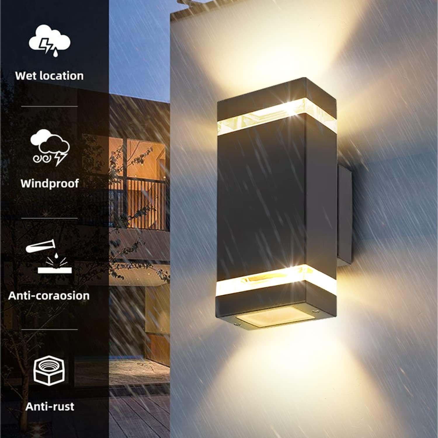LED Up and Down Wall Light – IP44 Waterproof, Modern Outdoor Wall Lamp ...
