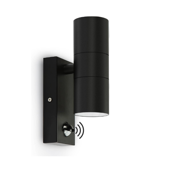 Picture of Outdoor Wall Lamp – Black Stainless Steel Up & Down Light with PIR Motion Sensor – Waterproof IP44 Security Wall Sconce for Garden, Patio & Porch