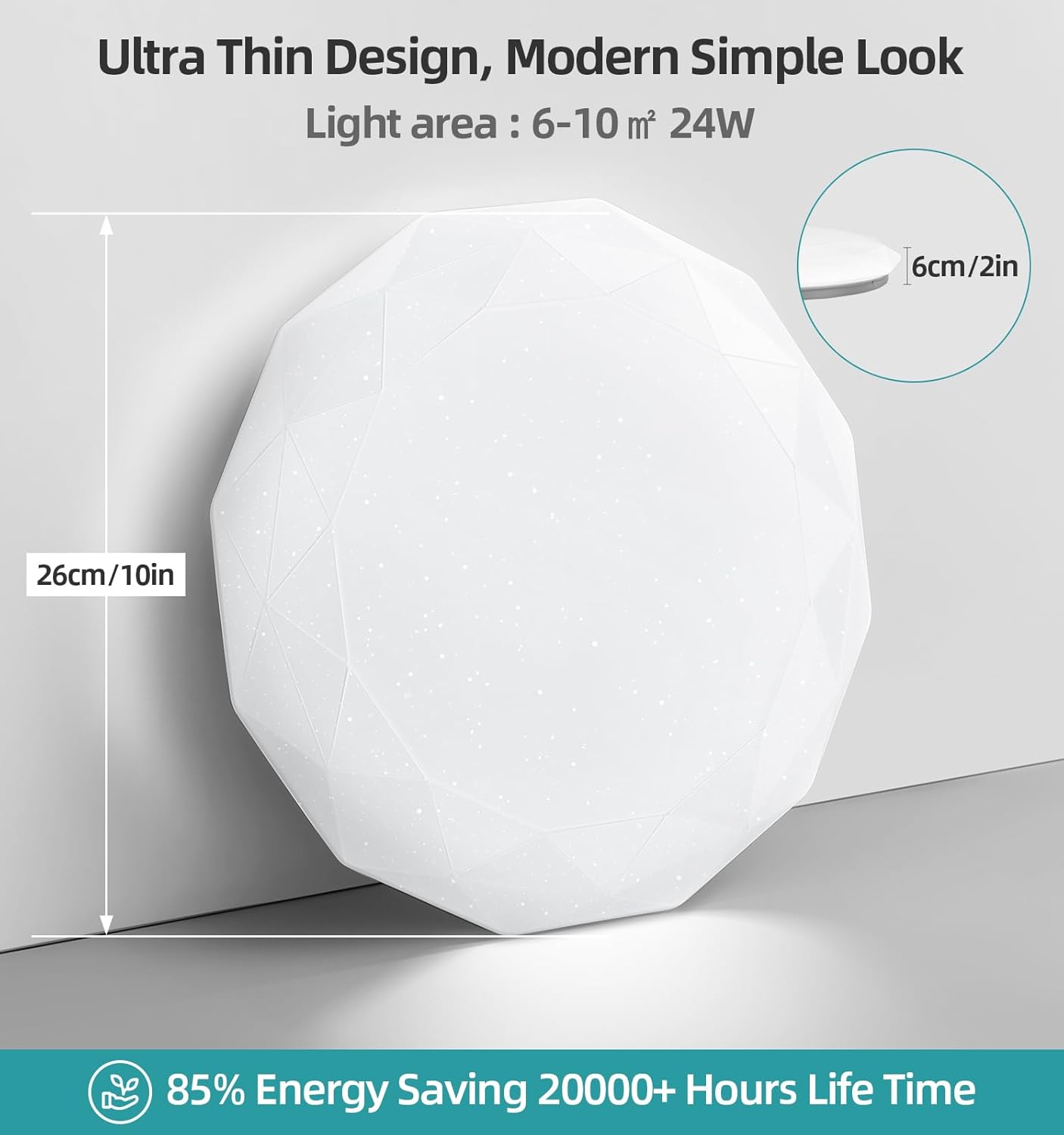 Round 24W LED Ceiling Panel Light - Ultra-Bright 6000K Cool White ...
