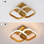 Picture of Luxury Gold LED Ceiling Light 22W - Modern Square Flush Mount Fixture with 3000K Warm White Light, Energy-Saving Dimmable Panel for Bedroom, Living Room, Kitchen & Hallway 