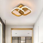Picture of Luxury Gold LED Ceiling Light 22W - Modern Square Flush Mount Fixture with 3000K Warm White Light, Energy-Saving Dimmable Panel for Bedroom, Living Room, Kitchen & Hallway 
