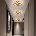Picture of Luxury Gold LED Ceiling Light 22W - Modern Square Flush Mount Fixture with 3000K Warm White Light, Energy-Saving Dimmable Panel for Bedroom, Living Room, Kitchen & Hallway 
