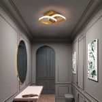 Picture of Luxury Gold LED Ceiling Light 22W - Modern Square Flush Mount Fixture with 3000K Warm White Light, Energy-Saving Dimmable Panel for Bedroom, Living Room, Kitchen & Hallway 