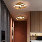 Picture of Luxury Gold LED Ceiling Light 22W - Modern Square Flush Mount Fixture with 3000K Warm White Light, Energy-Saving Dimmable Panel for Bedroom, Living Room, Kitchen & Hallway 