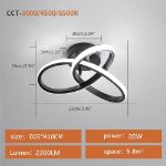 Picture of Modern Black LED Ceiling Light 20W - 3-Color Dimmable Flower Design (3000K/4500K/6500K), 2200LM Flush Mount Fixture for Bedroom, Kitchen & Living Room
