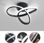Picture of Modern Black LED Ceiling Light 20W - 3-Color Dimmable Flower Design (3000K/4500K/6500K), 2200LM Flush Mount Fixture for Bedroom, Kitchen & Living Room