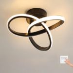 Picture of Modern Black LED Ceiling Light 20W - 3-Color Dimmable Flower Design (3000K/4500K/6500K), 2200LM Flush Mount Fixture for Bedroom, Kitchen & Living Room