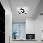 Picture of Modern Black LED Ceiling Light 20W - 3-Color Dimmable Flower Design (3000K/4500K/6500K), 2200LM Flush Mount Fixture for Bedroom, Kitchen & Living Room