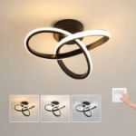 Picture of Modern Black LED Ceiling Light 20W - 3-Color Dimmable Flower Design (3000K/4500K/6500K), 2200LM Flush Mount Fixture for Bedroom, Kitchen & Living Room