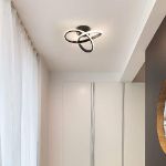Picture of Modern Black LED Ceiling Light 20W - 3-Color Dimmable Flower Design (3000K/4500K/6500K), 2200LM Flush Mount Fixture for Bedroom, Kitchen & Living Room