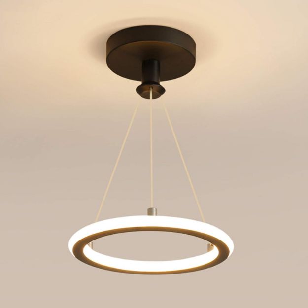 Picture of Modern Round LED Pendant Light - 19W Dimmable Ceiling Chandelier, 3-Color Adjustable (3000K-6500K), Gold Nordic Design - for Hallway, Living Room, Bedroom, Kitchen, Cafe