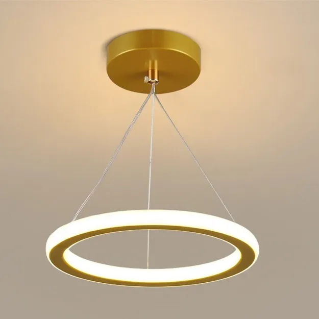 Picture of 22W Ring LED Ceiling Light - Adjustable Hanging Lamp (50cm), Warm White 3000K, Energy Saving Chandelier for Bedroom, Kitchen, Hallway - Easy Install Aluminum Fixture