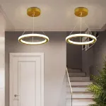 Picture of 22W Ring LED Ceiling Light - Adjustable Hanging Lamp (50cm), Warm White 3000K, Energy Saving Chandelier for Bedroom, Kitchen, Hallway - Easy Install Aluminum Fixture