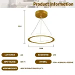 Picture of 22W Ring LED Ceiling Light - Adjustable Hanging Lamp (50cm), Warm White 3000K, Energy Saving Chandelier for Bedroom, Kitchen, Hallway - Easy Install Aluminum Fixture