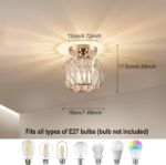 Picture of Gold Crystal Chandelier Ceiling Light - 14-Crystal Semi Flush Mount Fixture, Vintage Farmhouse Lighting for Kitchen, Dining Room, Bedroom - E27 Base