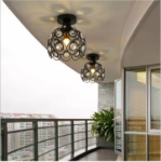 Picture of Black Mini Chandelier Light Fixture – Handmade Crystal Ceiling Light, Semi-Flush Mount Hallway Lighting for Entryway, Foyer, Bedroom, Closet (Bulb Not Included)