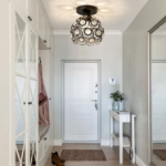 Picture of Black Mini Chandelier Light Fixture – Handmade Crystal Ceiling Light, Semi-Flush Mount Hallway Lighting for Entryway, Foyer, Bedroom, Closet (Bulb Not Included)