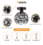 Picture of Black Mini Chandelier Light Fixture – Handmade Crystal Ceiling Light, Semi-Flush Mount Hallway Lighting for Entryway, Foyer, Bedroom, Closet (Bulb Not Included)