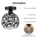 Picture of Black Mini Chandelier Light Fixture – Handmade Crystal Ceiling Light, Semi-Flush Mount Hallway Lighting for Entryway, Foyer, Bedroom, Closet (Bulb Not Included)