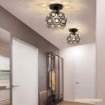 Picture of Black Mini Chandelier Light Fixture – Handmade Crystal Ceiling Light, Semi-Flush Mount Hallway Lighting for Entryway, Foyer, Bedroom, Closet (Bulb Not Included)