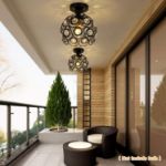 Picture of Black Mini Chandelier Light Fixture – Handmade Crystal Ceiling Light, Semi-Flush Mount Hallway Lighting for Entryway, Foyer, Bedroom, Closet (Bulb Not Included)