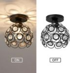 Picture of Black Mini Chandelier Light Fixture – Handmade Crystal Ceiling Light, Semi-Flush Mount Hallway Lighting for Entryway, Foyer, Bedroom, Closet (Bulb Not Included)