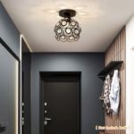 Picture of Black Mini Chandelier Light Fixture – Handmade Crystal Ceiling Light, Semi-Flush Mount Hallway Lighting for Entryway, Foyer, Bedroom, Closet (Bulb Not Included)