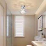 Picture of Modern Semi Flush Mount Ceiling Light – Mini Crystal Chandelier, Small Sparkling Ceiling Lamp for Hallway, Bathroom, Entryway, Closet – Silver Chrome Finish, E26 Base (Bulb Not Included)