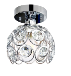 Picture of Modern Semi Flush Mount Ceiling Light – Mini Crystal Chandelier, Small Sparkling Ceiling Lamp for Hallway, Bathroom, Entryway, Closet – Silver Chrome Finish, E26 Base (Bulb Not Included)