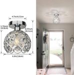 Picture of Modern Semi Flush Mount Ceiling Light – Mini Crystal Chandelier, Small Sparkling Ceiling Lamp for Hallway, Bathroom, Entryway, Closet – Silver Chrome Finish, E26 Base (Bulb Not Included)