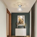 Picture of Modern Semi Flush Mount Ceiling Light – Mini Crystal Chandelier, Small Sparkling Ceiling Lamp for Hallway, Bathroom, Entryway, Closet – Silver Chrome Finish, E26 Base (Bulb Not Included)