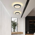 Picture of Modern Round LED Chandelier Ceiling Light - 24" Flush Mount White Chandelier for Living Room, Bedroom, Hallway - Warm Light, Iron & Acrylic Design 