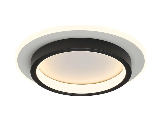 Picture of Modern Round LED Chandelier Ceiling Light - 24" Flush Mount White Chandelier for Living Room, Bedroom, Hallway - Warm Light, Iron & Acrylic Design 