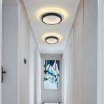 Picture of Modern Round LED Chandelier Ceiling Light - 24" Flush Mount White Chandelier for Living Room, Bedroom, Hallway - Warm Light, Iron & Acrylic Design 