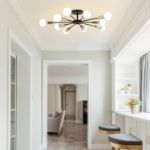 Picture of Vintage Industrial Ceiling Light - 28" Black & Gold Iron Chandelier with 10 E27 Sockets - Farmhouse Flush Mount Lighting for Dining Room, Living Room, Café - Bulbs Not Included 