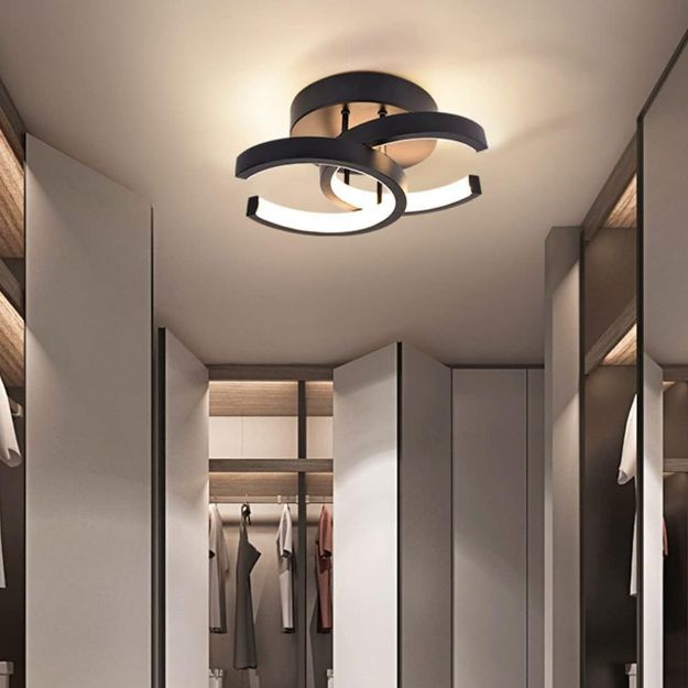 Picture of Modern 2-Light LED Ceiling Light Fixture, 22W Flush Mount Metal Lamp for Living Room, Bedroom, Office, Hallway – Cool White, Black & White Finish, 85-265V