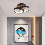 Picture of Modern 2-Light LED Ceiling Light Fixture, 22W Flush Mount Metal Lamp for Living Room, Bedroom, Office, Hallway – Cool White, Black & White Finish, 85-265V