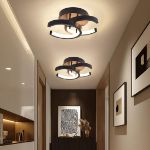 Picture of Modern 2-Light LED Ceiling Light Fixture, 22W Flush Mount Metal Lamp for Living Room, Bedroom, Office, Hallway – Cool White, Black & White Finish, 85-265V