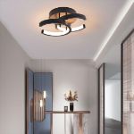 Picture of Modern 2-Light LED Ceiling Light Fixture, 22W Flush Mount Metal Lamp for Living Room, Bedroom, Office, Hallway – Cool White, Black & White Finish, 85-265V