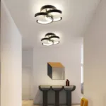 Picture of Modern 2-Light LED Ceiling Light Fixture, 22W Flush Mount Metal Lamp for Living Room, Bedroom, Office, Hallway – Cool White, Black & White Finish, 85-265V