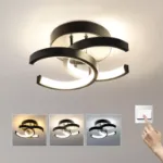 Picture of Modern 2-Light LED Ceiling Light Fixture, 22W Flush Mount Metal Lamp for Living Room, Bedroom, Office, Hallway – Cool White, Black & White Finish, 85-265V