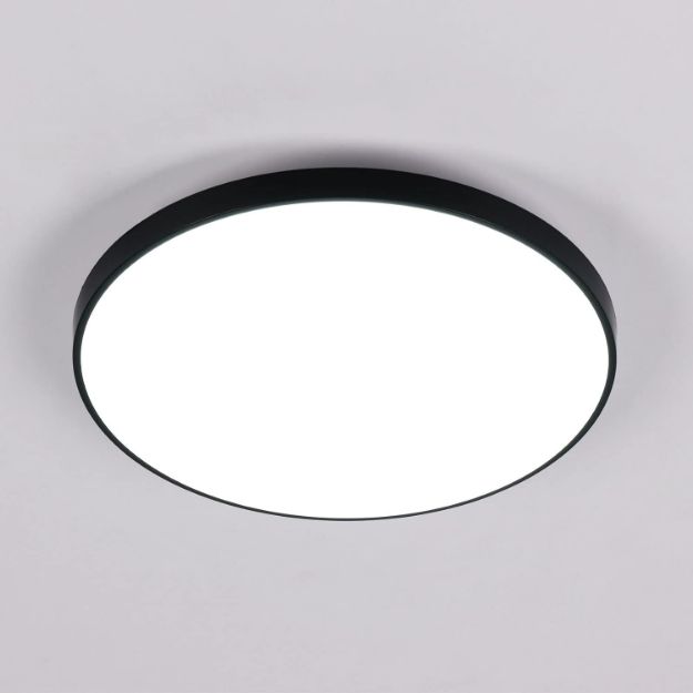 Picture of Modern 38W LED Round Bathroom Ceiling Light – Waterproof Flush Mount Fixture (6500K Cool White, IP54, Black)