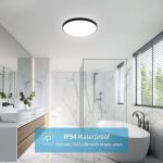 Picture of Modern 38W LED Round Bathroom Ceiling Light – Waterproof Flush Mount Fixture (6500K Cool White, IP54, Black)