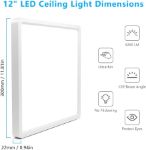 Picture of 12-Inch Square LED Ceiling Light Panel - 24W Ultra-Thin Flush Mount Fixture, 4000K Natural White - 3200LM Bright Lighting for Kitchen, Bathroom, Bedroom 