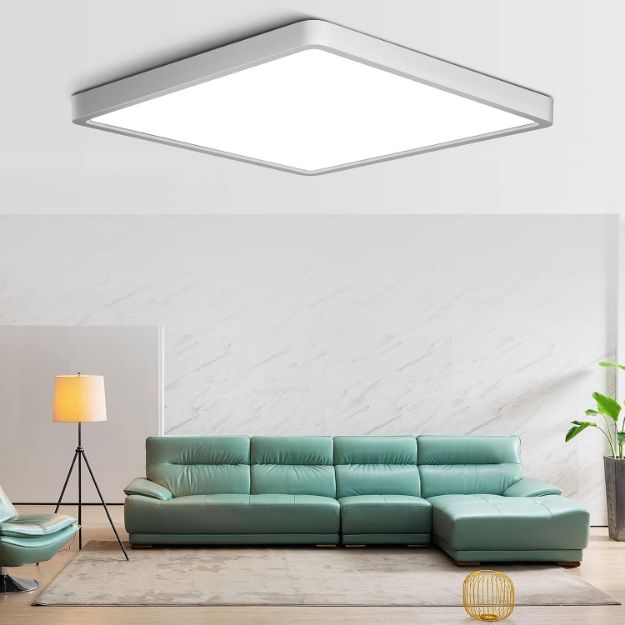 Picture of 12-Inch Square LED Ceiling Light Panel - 24W Ultra-Thin Flush Mount Fixture, 4000K Natural White - 3200LM Bright Lighting for Kitchen, Bathroom, Bedroom 