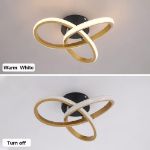 Picture of 22W Modern LED Ceiling Light - Elegant Black & Gold Spiral Flower Design, Energy Saving Flush Mount Lighting Fixture for Bedroom, Living Room, Kitchen & Hallway