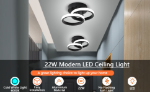 Picture of  LED Ceiling Light, Modern Black Ceiling Lamp, Double Rings Simple Ceiling Light Fixture LED for Corridor,  Kitchen, Stairs,  Hallway.