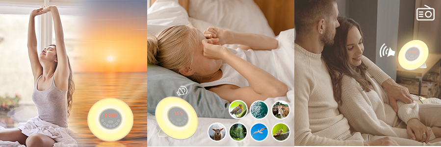 Sunrise Alarm Clocks Wake Up Light Dual Alarms Bedside Night Lamp | USB ...