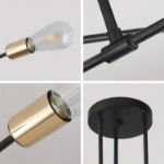 Picture of Modern Sputnik Chandelier, 6-Light Retro Industrial Ceiling Fixture, Black & Gold Pendant Light for Home & Cafe – E27 Compatible