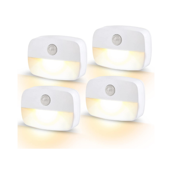 Picture of LED Motion Sensor Night Light, [4 Pack] Stick-On Night Light by Battery Powered, Stair Lights Motion Sensor, Auto/ON/Off Sensor Lights Indoors For Bedroom, Living Room, Hallway